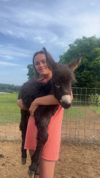 HeeHaw being held by a member of his family outdoors